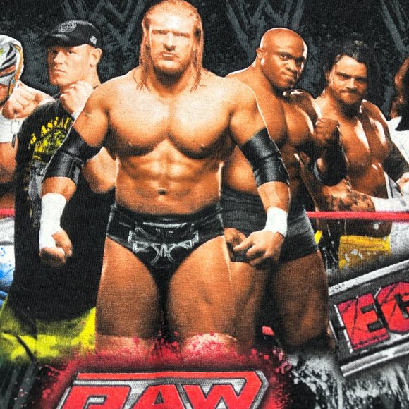 Y2K WWE ECW RAW Smackdown HHH Cena Batista Shirt Youth Large Black Wrestling Tee - Picture 5 of 12